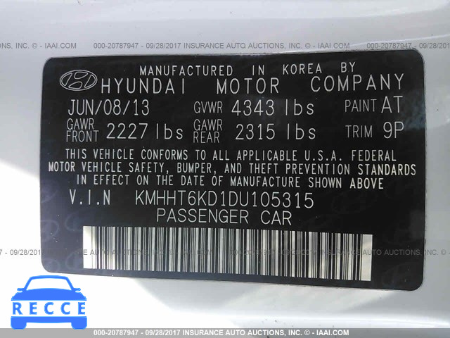 2013 Hyundai Genesis Coupe KMHHT6KD1DU105315 зображення 8