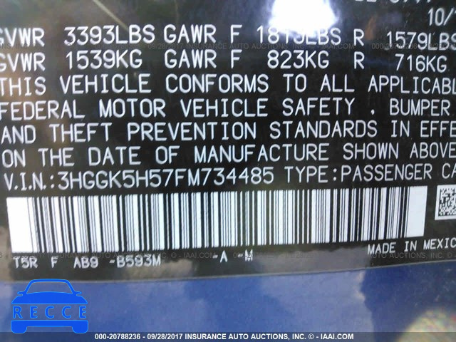 2015 Honda FIT 3HGGK5H57FM734485 image 8