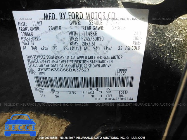 2008 Ford Edge 2FMDK39C68BA37523 image 8