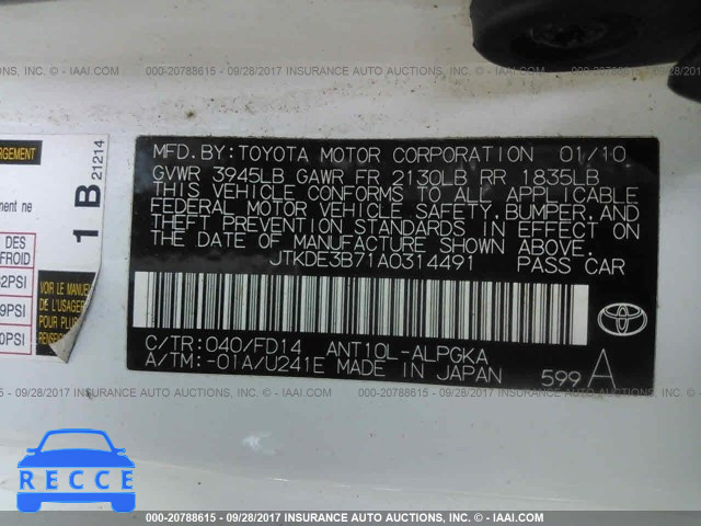 2010 Scion TC JTKDE3B71A0314491 зображення 8