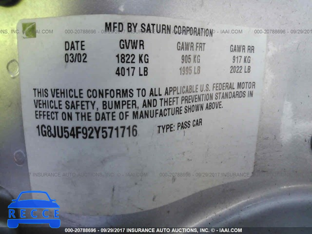 2002 Saturn L200 1G8JU54F92Y571716 image 8