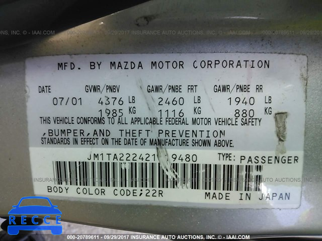2002 Mazda Millenia S JM1TA222421719480 зображення 8