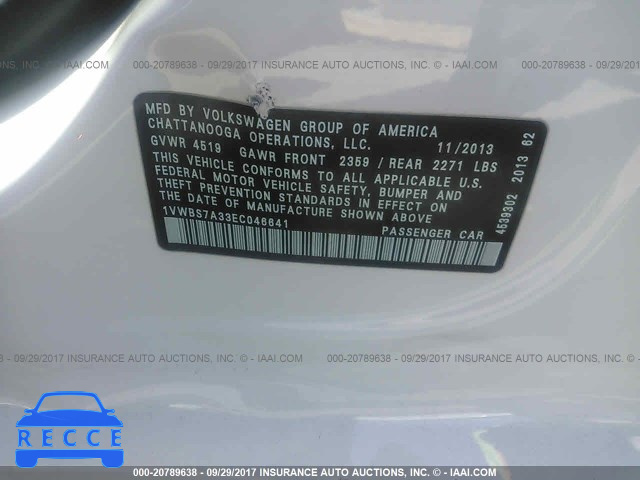 2014 Volkswagen Passat SE 1VWBS7A33EC046641 image 8