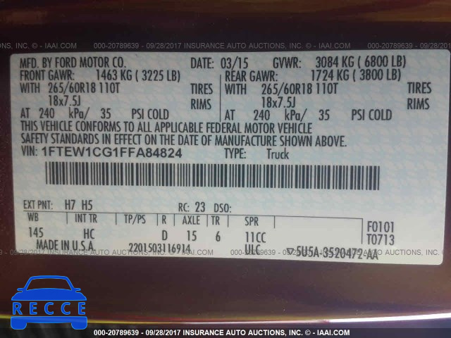 2015 Ford F150 1FTEW1CG1FFA84824 image 8