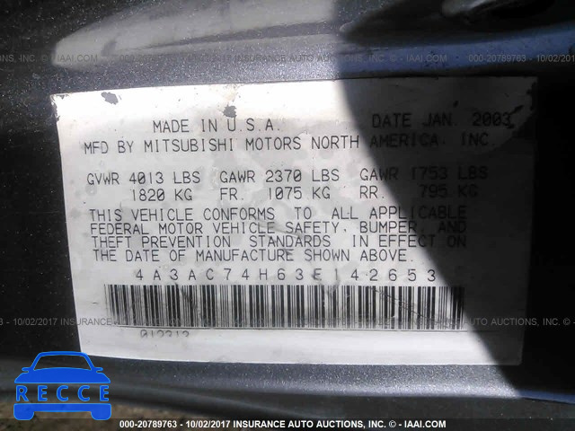 2003 Mitsubishi Eclipse GTS 4A3AC74H63E142653 image 8