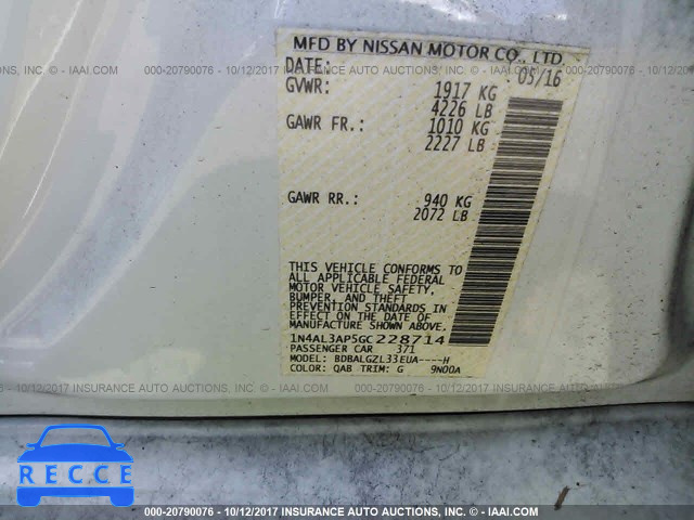2016 Nissan Altima 1N4AL3AP5GC228714 image 8