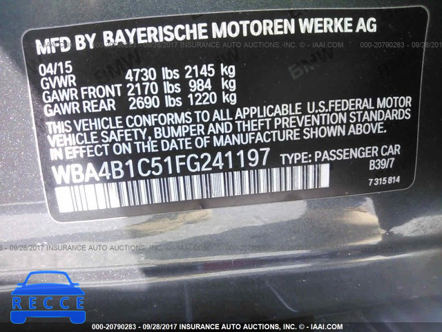 2015 BMW 435 WBA4B1C51FG241197 зображення 8