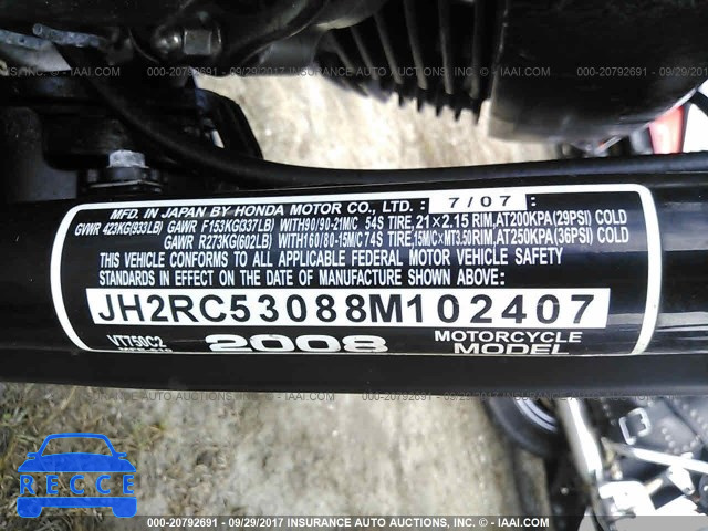 2008 Honda VT750 JH2RC53088M102407 image 9