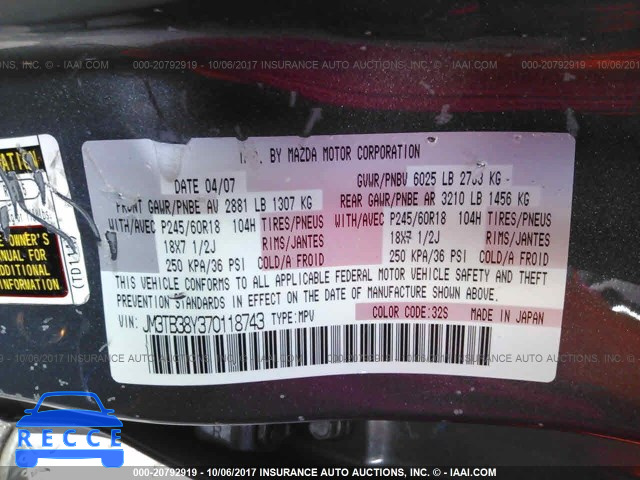 2007 Mazda CX-9 JM3TB38Y370118743 image 8