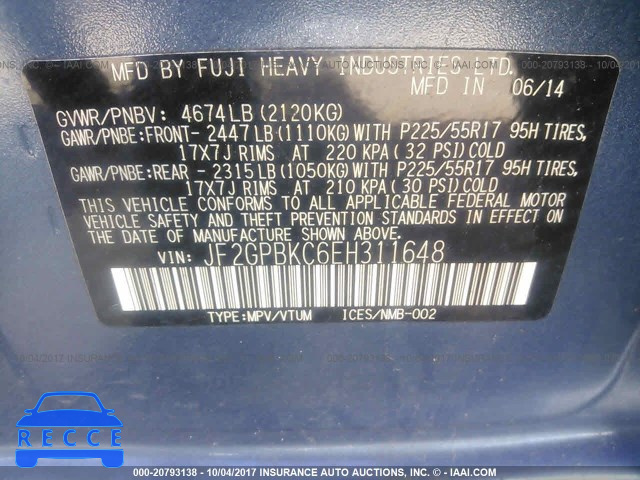 2014 Subaru Xv Crosstrek 2.0I HYBRID TOURING JF2GPBKC6EH311648 image 8