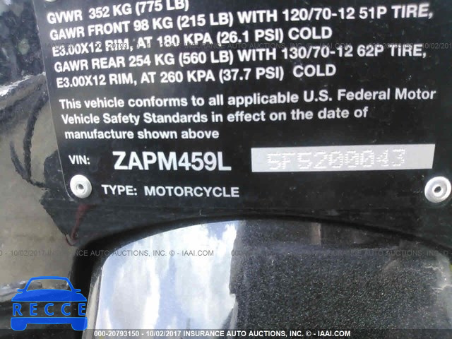 2015 Vespa GTS ZAPM459L5F5200043 Bild 9