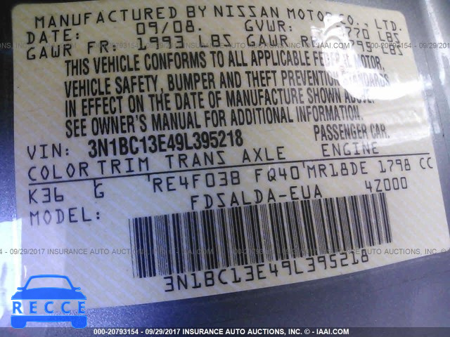 2009 Nissan Versa 3N1BC13E49L395218 image 8