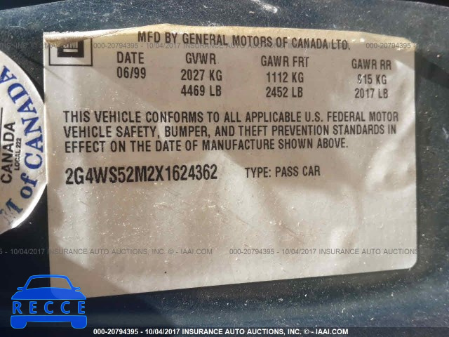 1999 Buick Century 2G4WS52M2X1624362 image 8