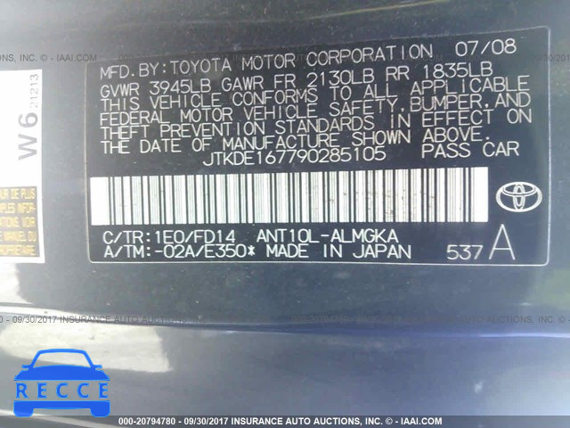 2009 Scion TC JTKDE167790285105 image 8