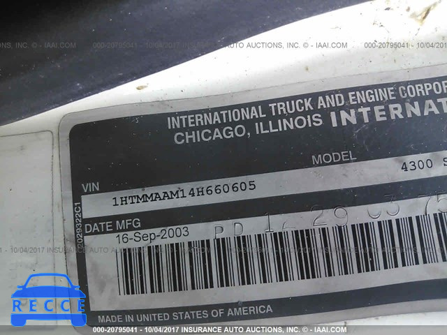 2004 INTERNATIONAL 4000 1HTMMAAM14H660605 image 9