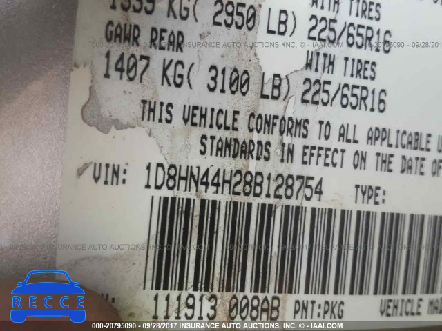 2008 Dodge Grand Caravan 1D8HN44H28B128754 image 8