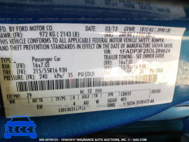 2013 Ford Focus 1FADP3F25DL289829 image 8