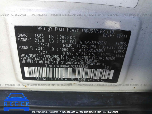 2012 Subaru Outback 2.5I 4S4BRBAC7C3239305 image 8