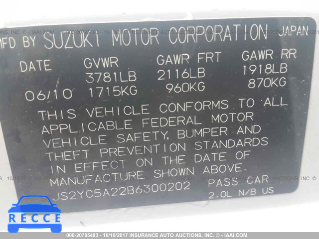 2011 Suzuki SX4 LE JS2YC5A22B6300202 Bild 8