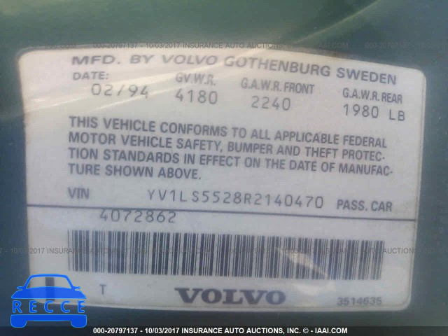 1994 VOLVO 850 YV1LS5528R2140470 image 8