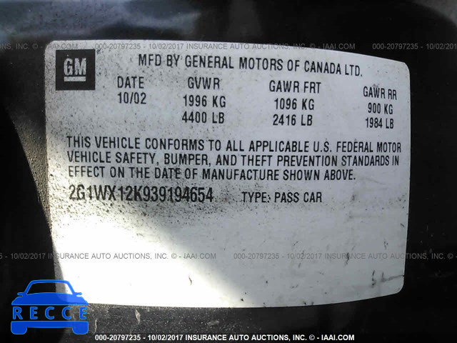 2003 Chevrolet Monte Carlo SS 2G1WX12K939194654 image 8