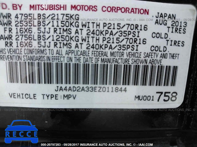 2014 Mitsubishi Outlander JA4AD2A33EZ011844 image 8