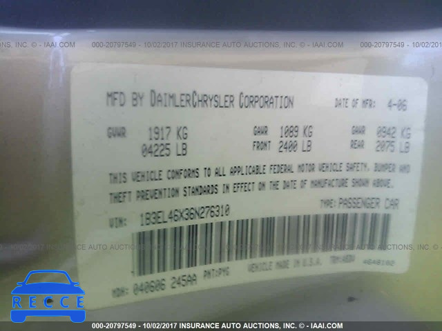 2006 Dodge Stratus SXT 1B3EL46X36N276310 image 8