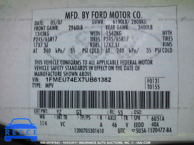 2007 Ford Explorer 1FMEU74EX7UB61382 image 8