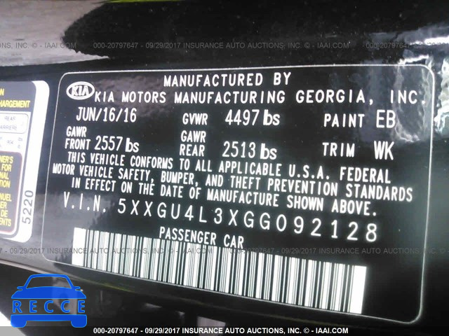 2016 KIA Optima 5XXGU4L3XGG092128 image 8