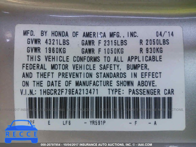 2014 Honda Accord 1HGCR2F79EA213471 Bild 8