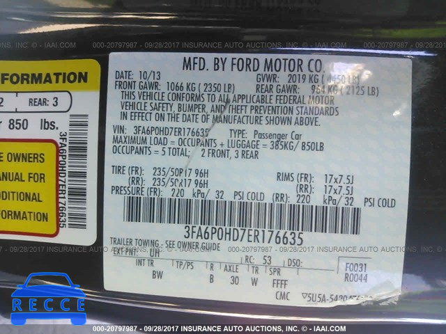 2014 Ford Fusion 3FA6P0HD7ER176635 image 8