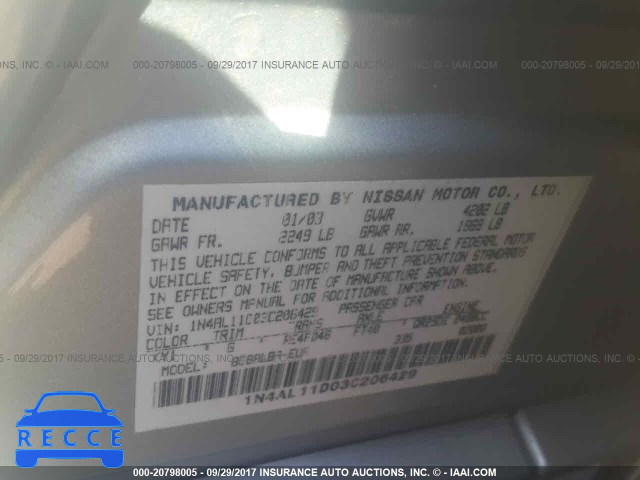 2003 Nissan Altima 1N4AL11D03C206429 image 8