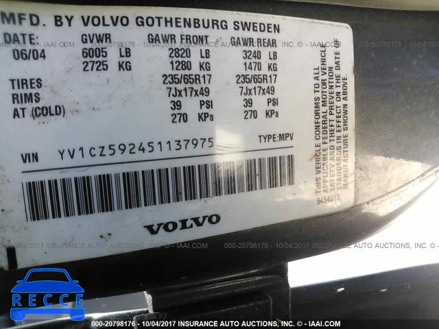 2005 Volvo XC90 YV1CZ592451137975 Bild 8
