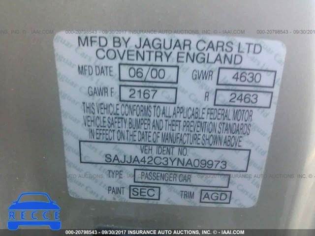 2000 Jaguar XK8 SAJJA42C3YNA09973 image 8