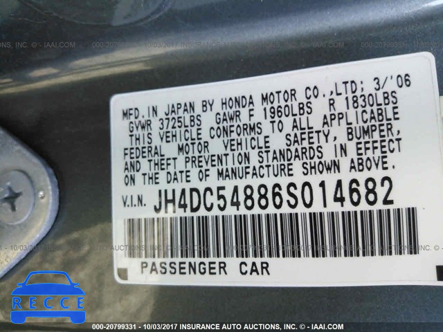 2006 Acura RSX JH4DC54886S014682 зображення 8