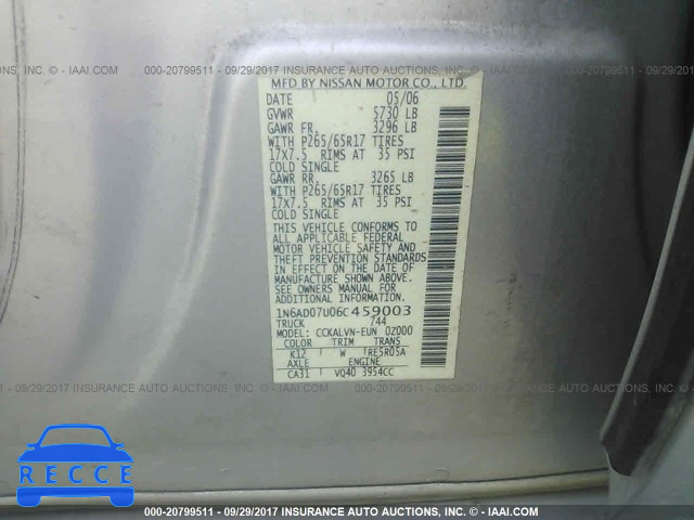 2006 Nissan Frontier 1N6AD07U06C459003 image 8