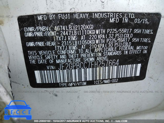 2015 Subaru Xv Crosstrek 2.0I HYBRID JF2GPBCC7FH257664 image 8