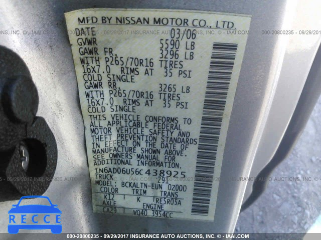2006 Nissan Frontier 1N6AD06U56C438925 image 8