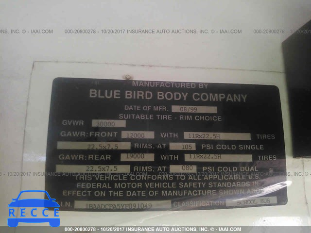 2000 BLUE BIRD TC2000 1BAADCPA5YF091049 image 8