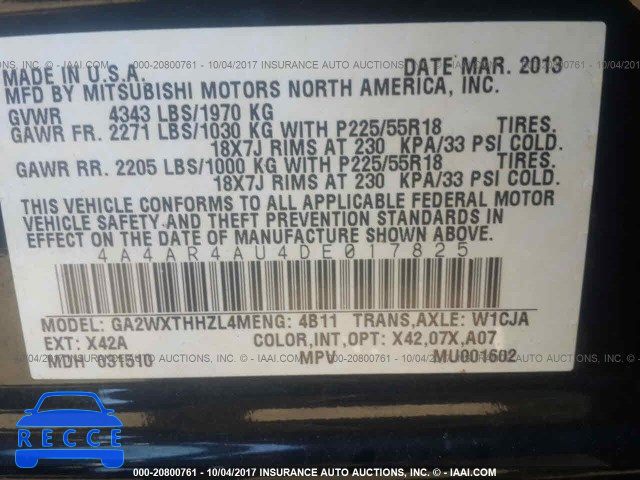 2013 MITSUBISHI OUTLANDER SPORT SE 4A4AR4AU4DE017825 image 8