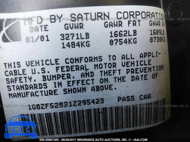 2001 SATURN SL 1G8ZF52821Z295423 image 8