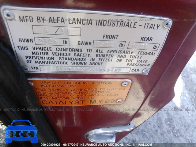 1989 Alfa Romeo Spider GRADUATE ZARBA5646K1063152 image 8