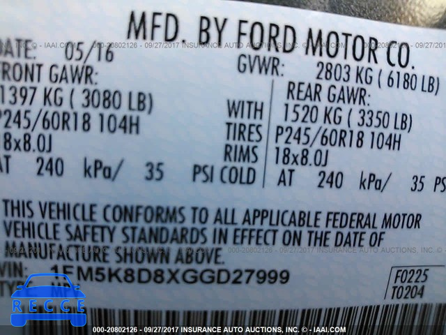 2016 Ford Explorer 1FM5K8D8XGGD27999 image 8