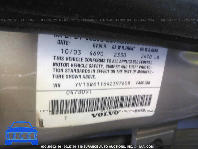 2004 Volvo V70 YV1SW61T642397608 image 8