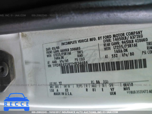 2000 FORD ECONOLINE 1FDXE45S8YHB34684 image 8