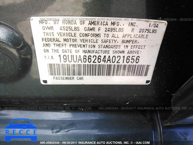 2004 Acura TL 19UUA66264A021656 Bild 8