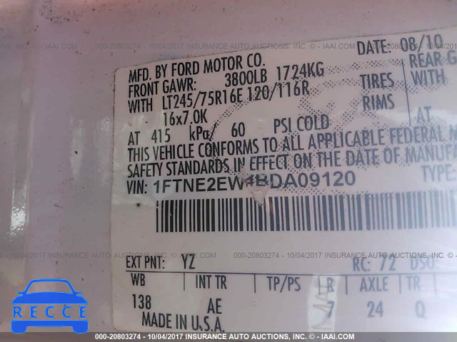 2011 Ford Econoline E250 VAN 1FTNE2EW4BDA09120 image 8