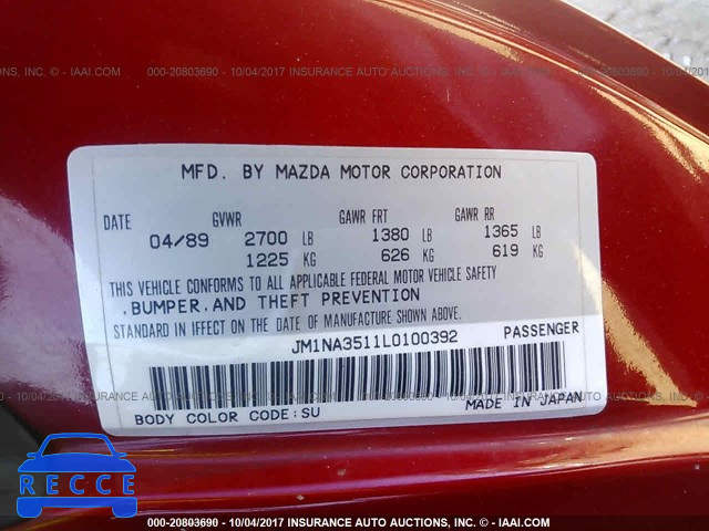 1990 Mazda MX-5 Miata JM1NA3511L0100392 image 8