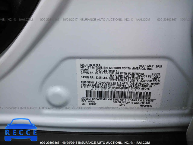 2015 Mitsubishi Outlander Sport ES 4A4AP3AU9FE037717 image 8