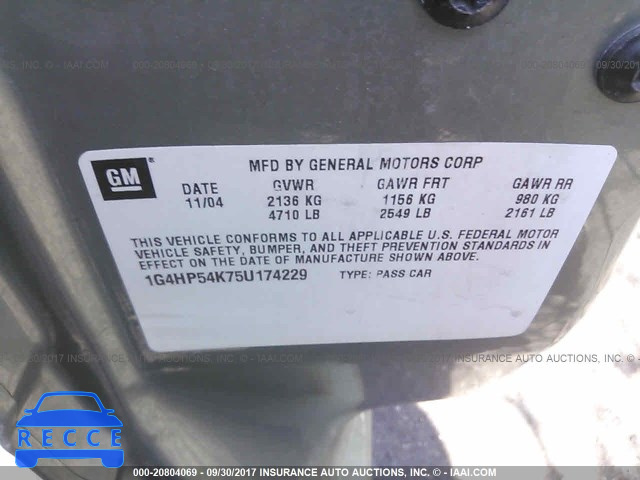 2005 BUICK LESABRE 1G4HP54K75U174229 Bild 8